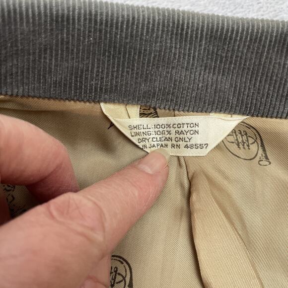 Vtg Mervyns Corduroy Blazer Mens 44L Gray Pinwale 2 Button Suede Elbow Patch - Picture 5 of 16